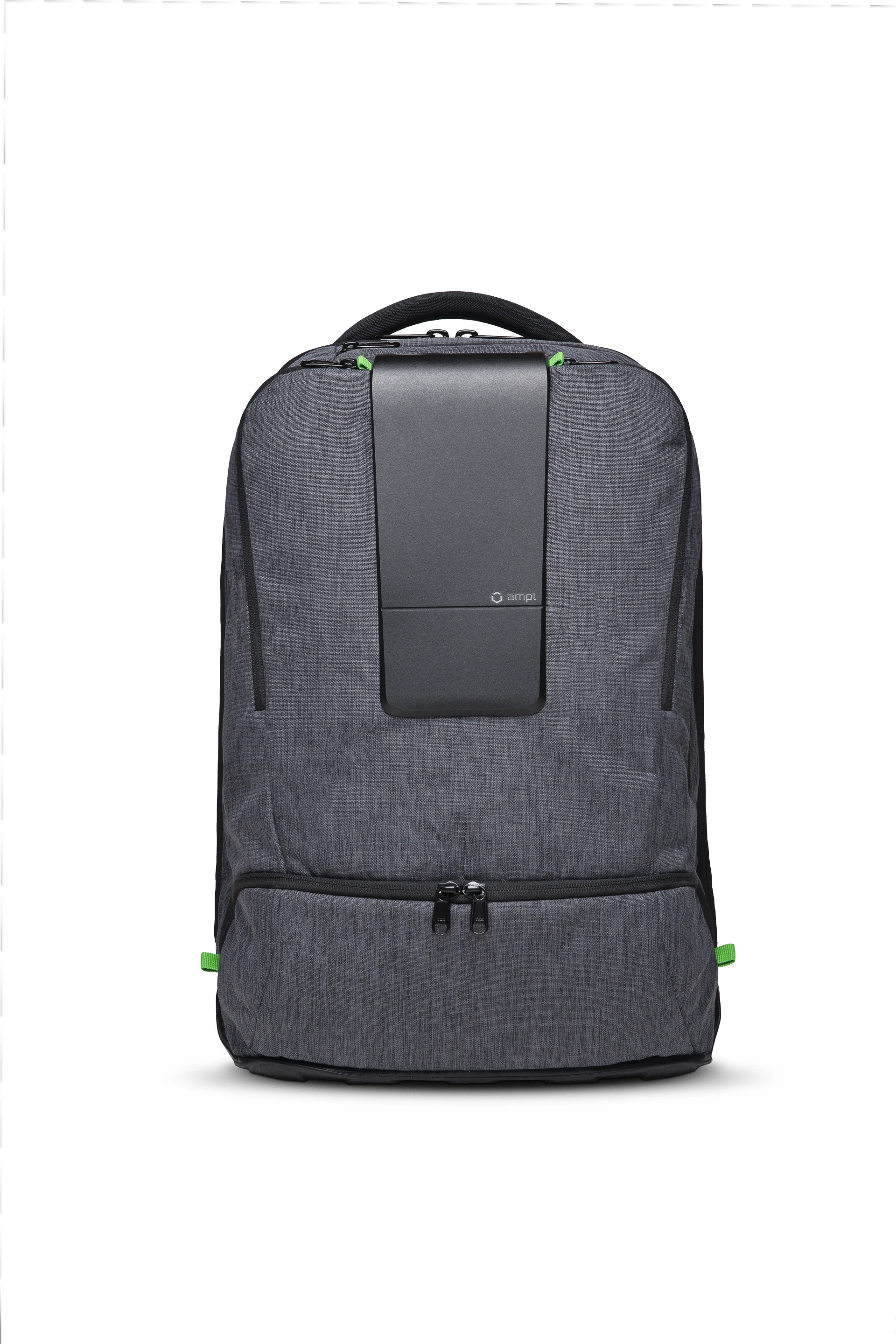 The molded nylon case on the front includes an OLED status display and touch controls