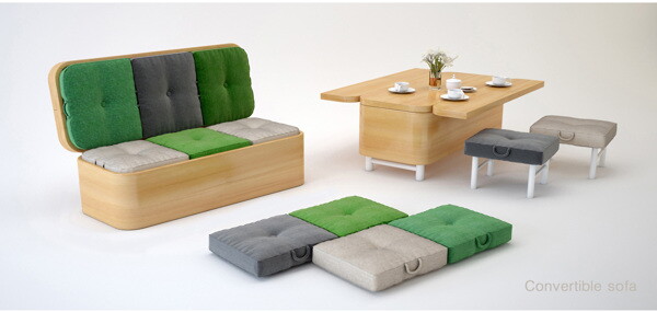 Convertible Sofa Transforms Into A Dining Table And Chairs