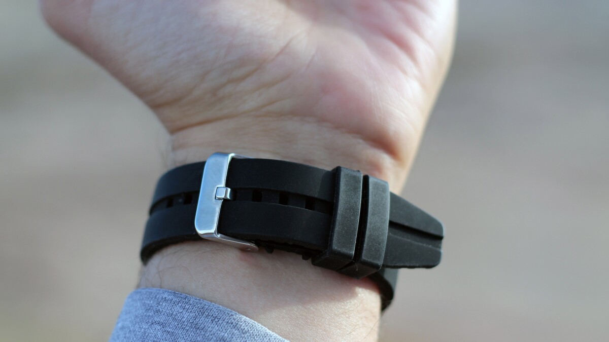 The black silicone strap is pretty standard