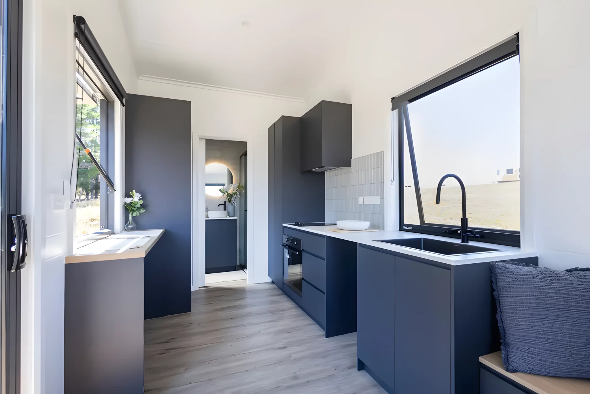 The Audrey's interior looks relatively airy and light-filled thanks to its generous glazing and pitched ceiling