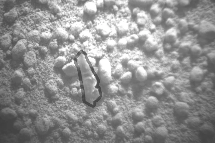 ChemCam image of object found with outline added for identification (Image: NASA/JPL-Caltech/LAN)