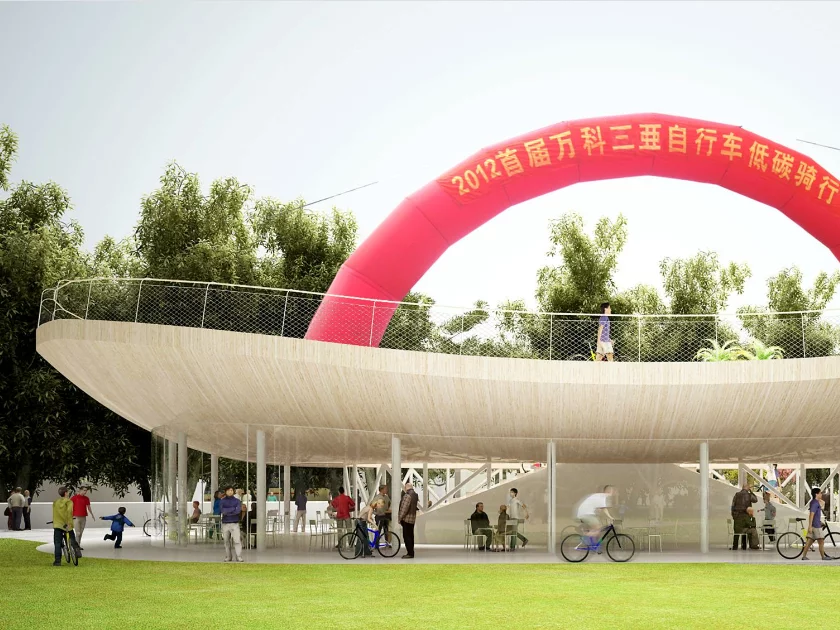 Sitting on top of a bike rental shop and a cafe, if built it will be perfectly possible for people to hire a bicycle and ride it for a few hours without ever leaving the building