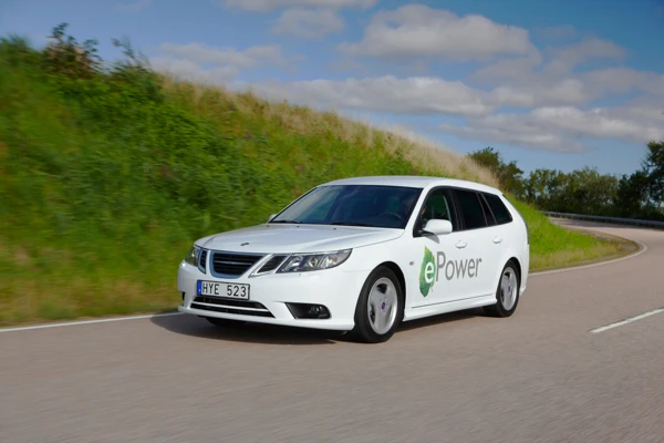The prototype all-electric Saab 9-3 ePower that will debut in Paris later this month