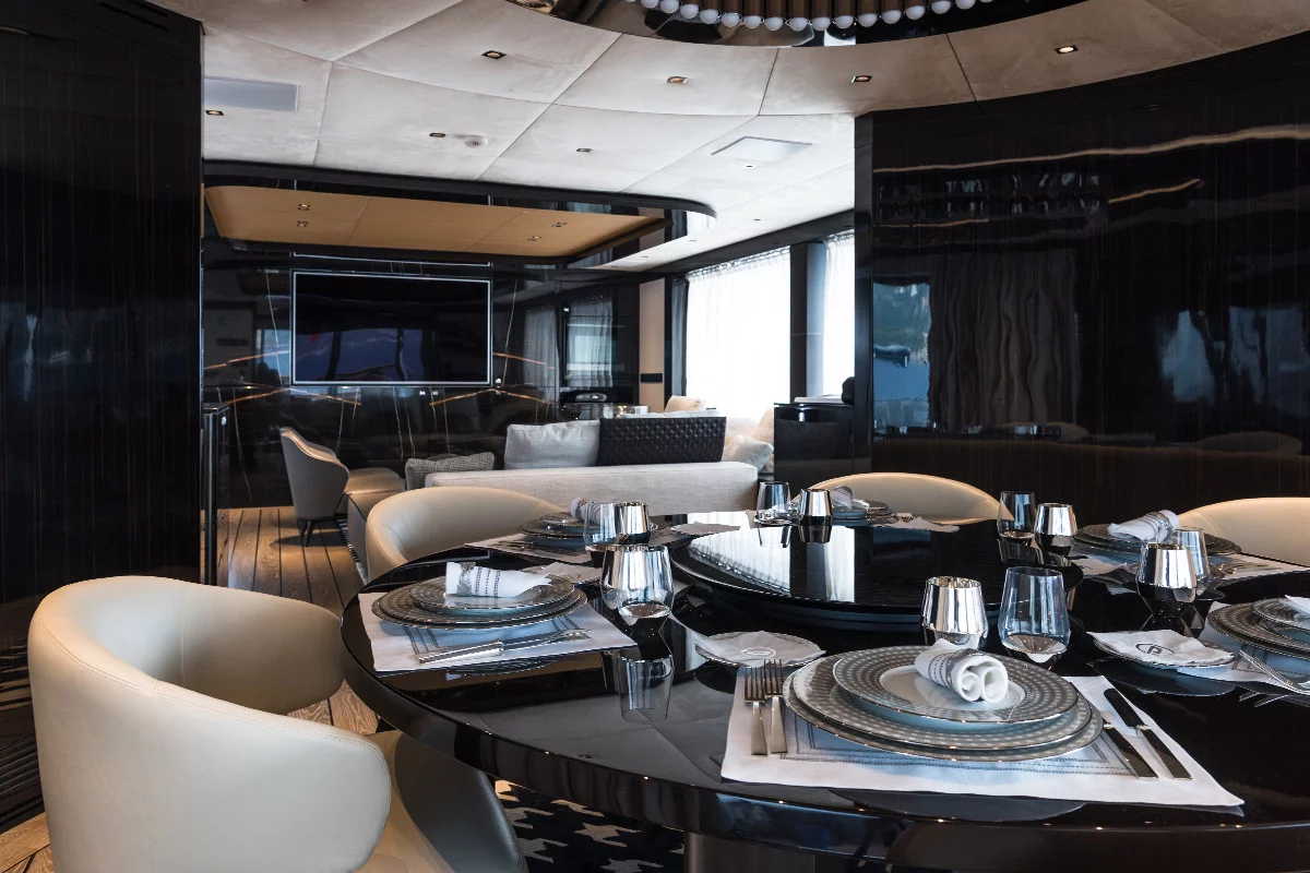 Dine in style: the circular table can be fully enclosed or opened out as an alfresco dining table