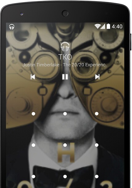 The new lock screen displays album art of currently playing media
