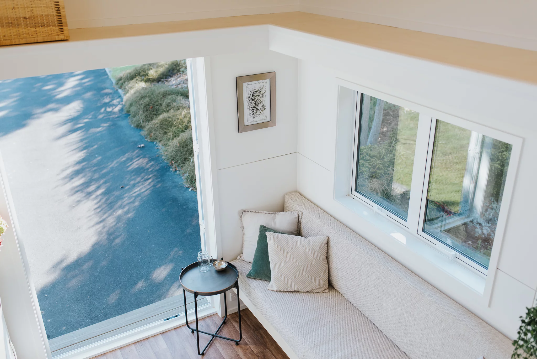 Top-down view of the Bitser Tiny House's living room