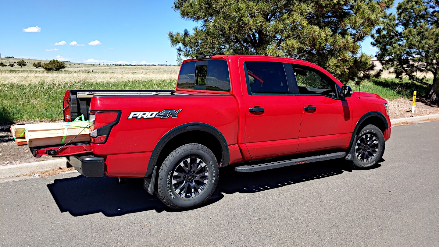 Hauling lumber in the 2020 Nissan Titan showed its capability as a standard pickup truck despite its Pro-4X bling