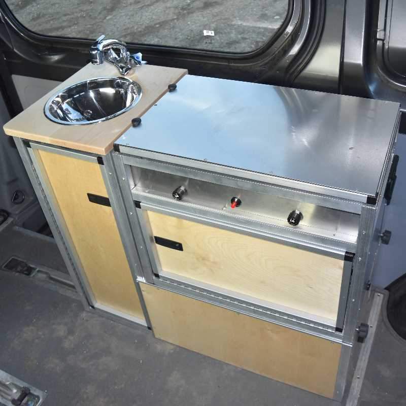 Plugnplay indoor/outdoor TK kitchen instantly turns van into camper van