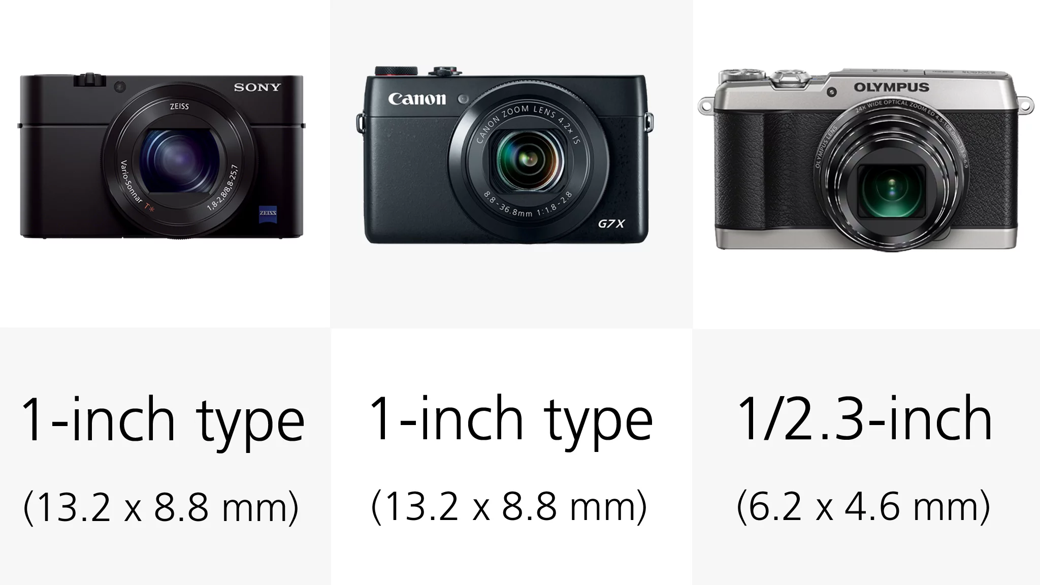 The Sony RX100 III and Canon Powershot G7 X both have one-inch type sensors which are much larger than anything seen in a digital compact a few years ago