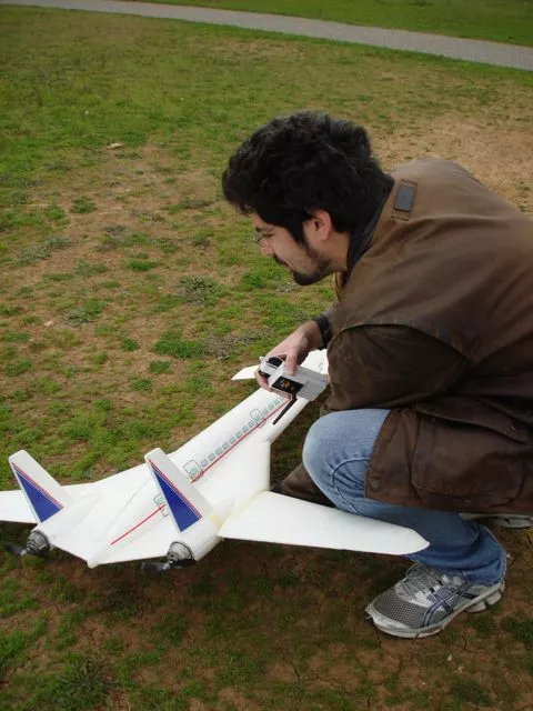 iPhly inventor Ari Krupnik with one of his planes