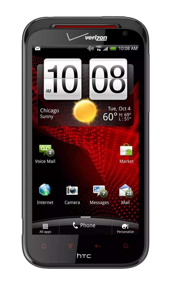 The HTC Rezound comes with a 4.3-inch Super LCD screen running 720p (1280x720) resolution