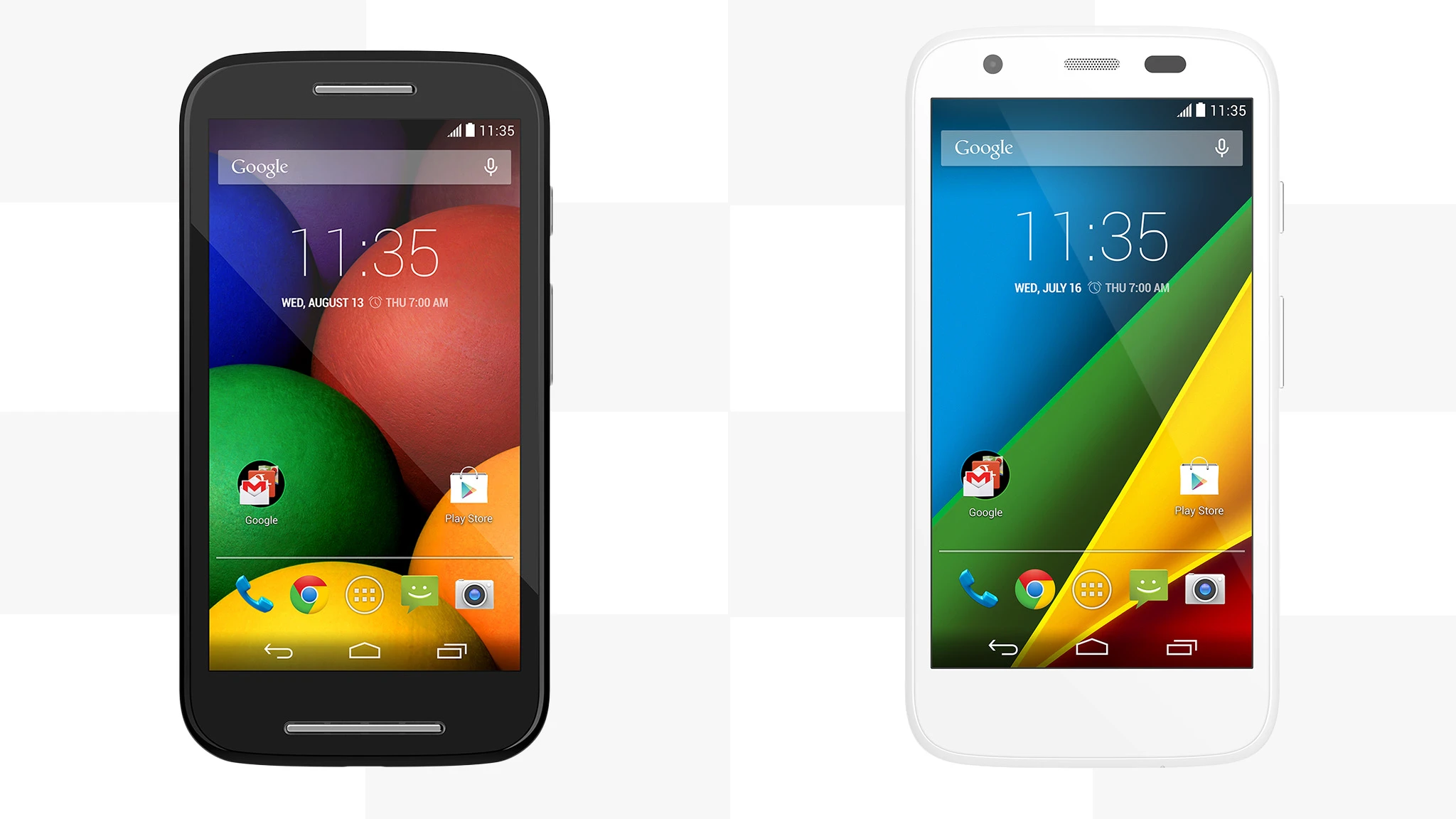 It's a sub-$200 smartphone showdown, as Gizmag compares the features and specs of the Motorola Moto E (left) and Moto G