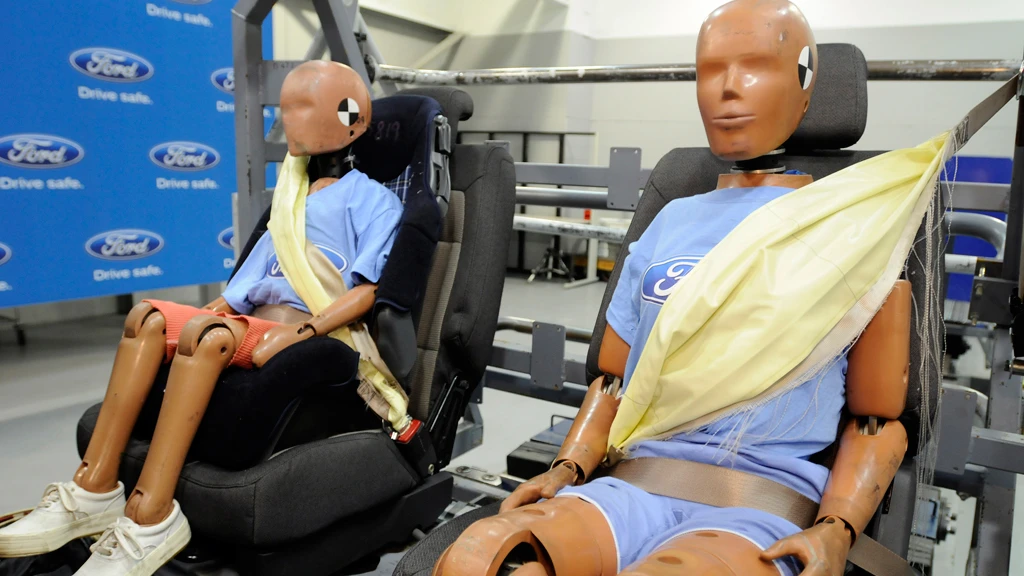 The seat belts after deflating