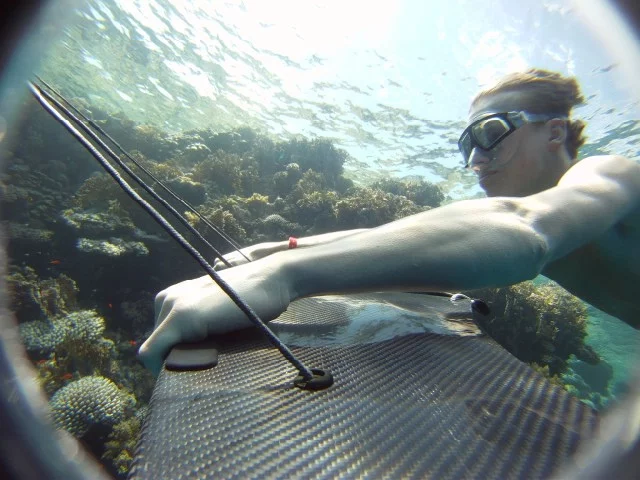 The Subwing is a device that is towed behind a boat, allowing the rider to "fly" underwater