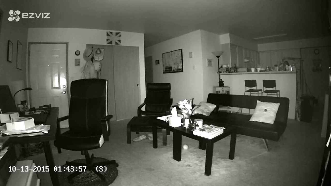 The Ezviz Mini camera image taken in infrared