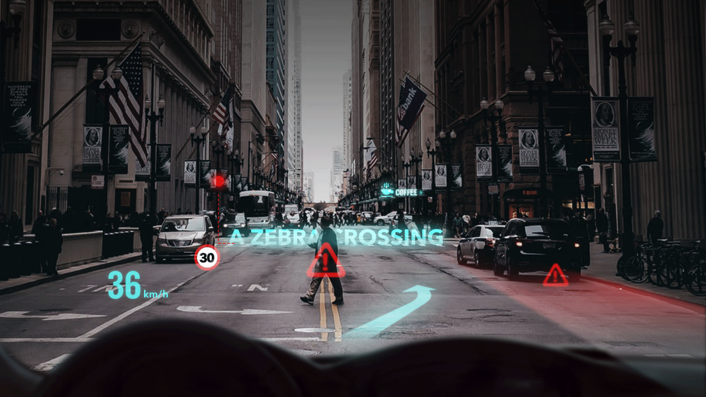 Futurus envisions its display technology could be used to highlight hazards detected by the car's systems