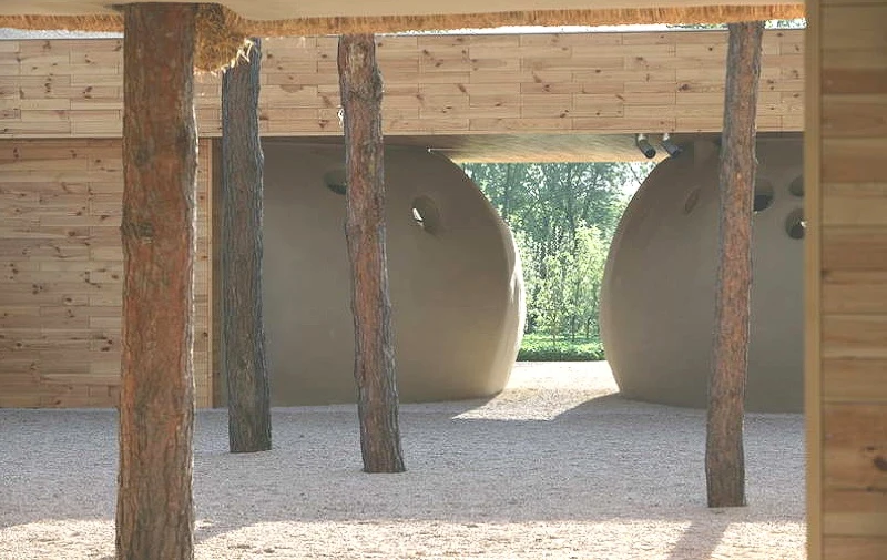 The Friend House Ukrainian ecohotel was sustainably built using only wood, clay, reeds and stone