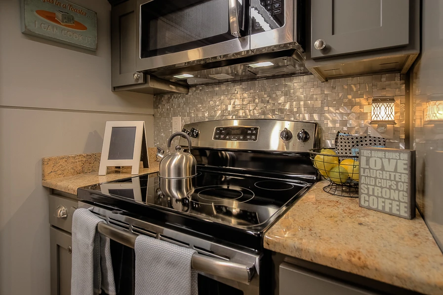 The kitchen is large for a container-based home