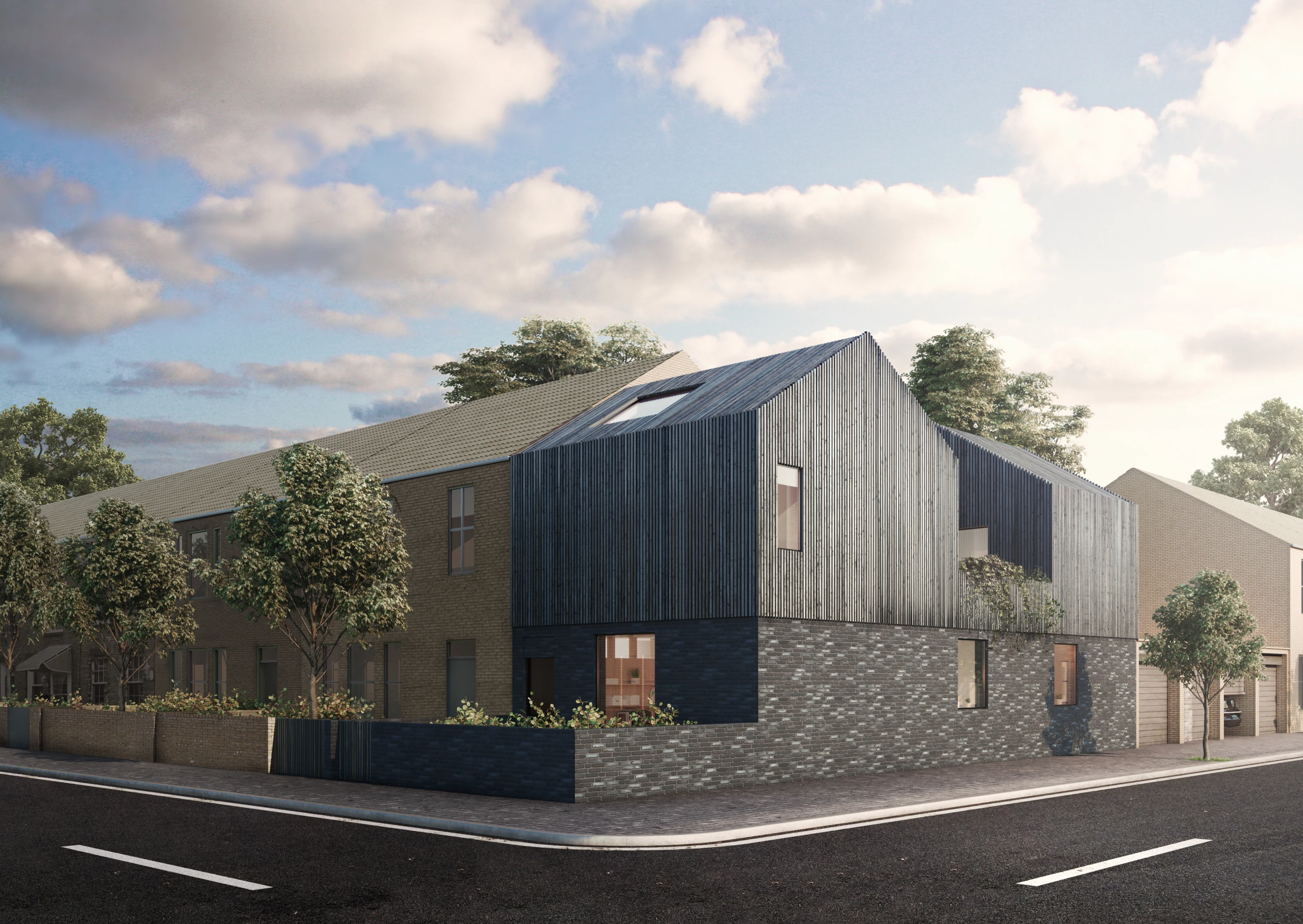 Both of Carl Turner Architects' Cube Haus designs are designed around a central courtyard. This one features two floors