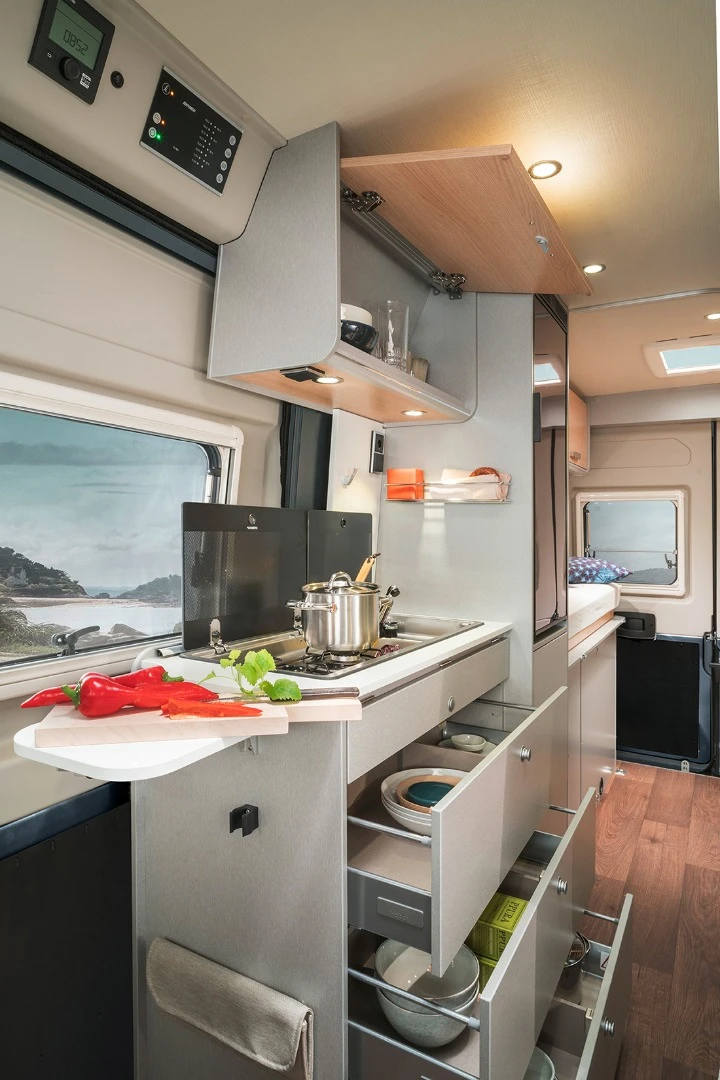 Plenty of kitchen storage space in the Free 600