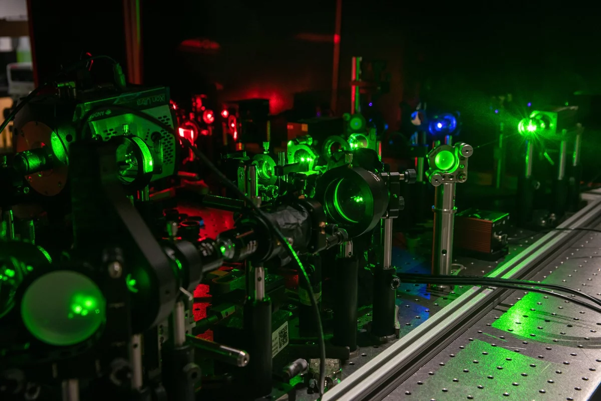 Caltech's quantum microscope setup in the lab