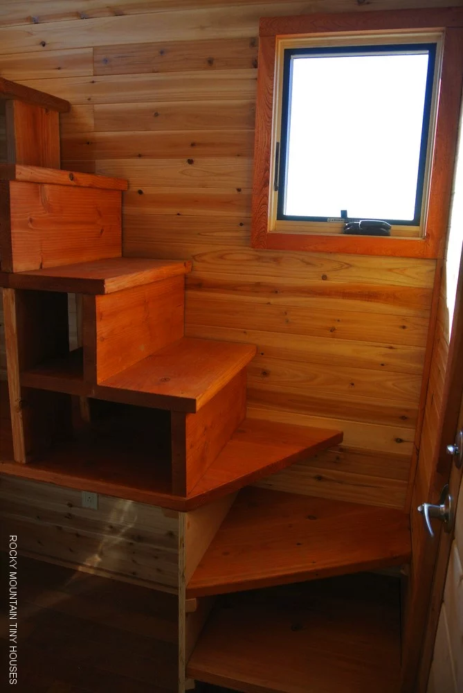Stairs, which double-up as drawers, lead to the loft sleeping area (Photo: Rocky Mountain Tiny Houses)