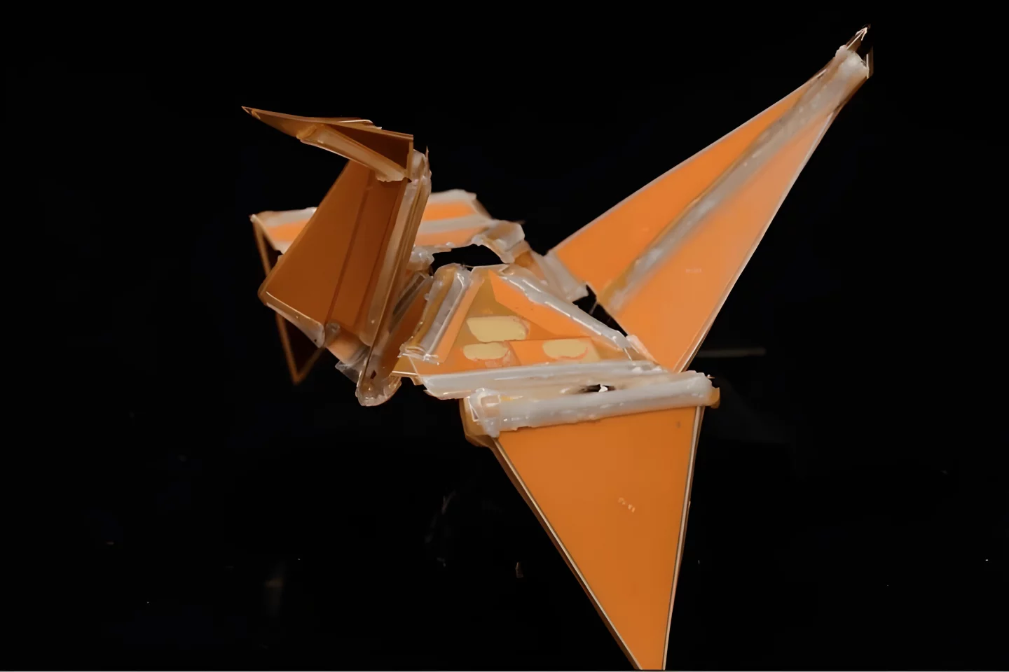 The technology was demonstrated in this flapping-wing robotic crane