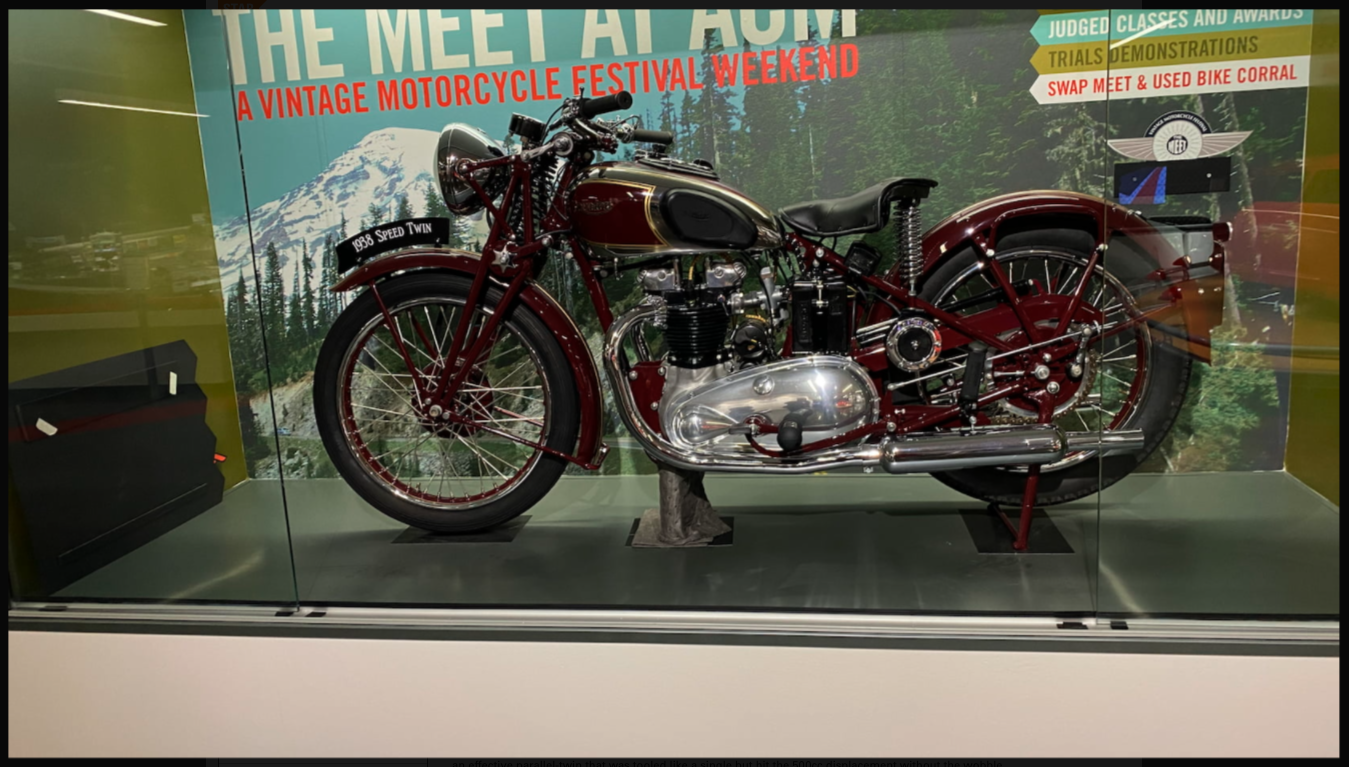 This 1938 Triumph 5T Speed Twin sold for $79,200 as Lot S156 at Mecum Auctions' Las Vegas sale on Saturday, 29 January 2022, with another 1938 Triumph Speed Twin fetching $44,000. The top seller (pictured) had spent the last seven years in this climate-controlled glass case at “Americas Car Museum” (ACM) in Tacoma, Washington