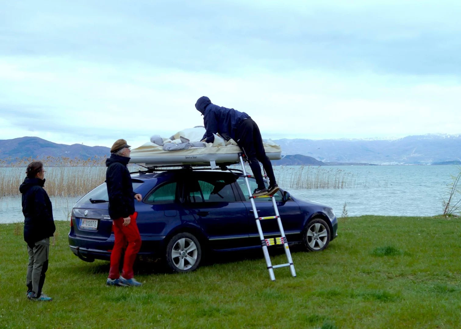 Setting up the GT Roof at camp