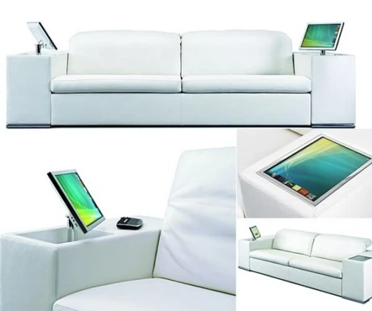 Athena sofa offers both the comfort of a sofa and the convenience of multimedia at hand