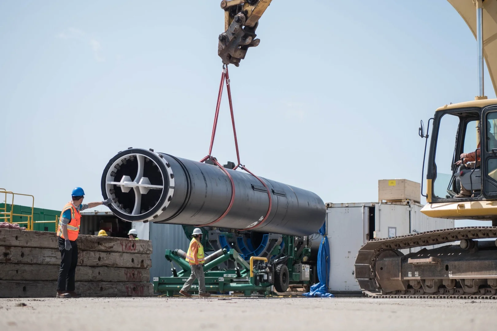 The Ocean Cleanup Project's trash-collection barrier under construction