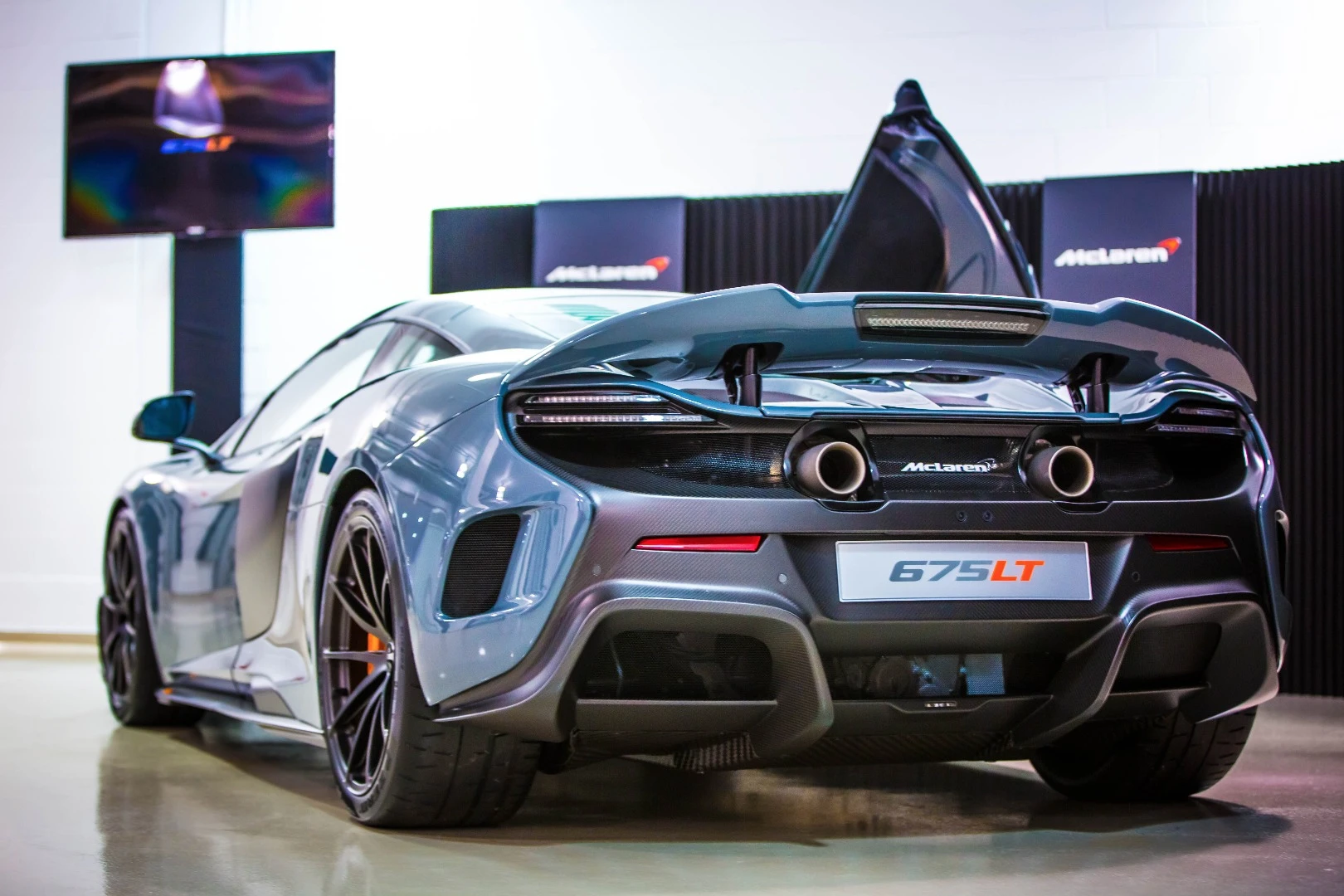 The car's rear diffuser works with the larger airbrake to provide extra downforce on the 675LT