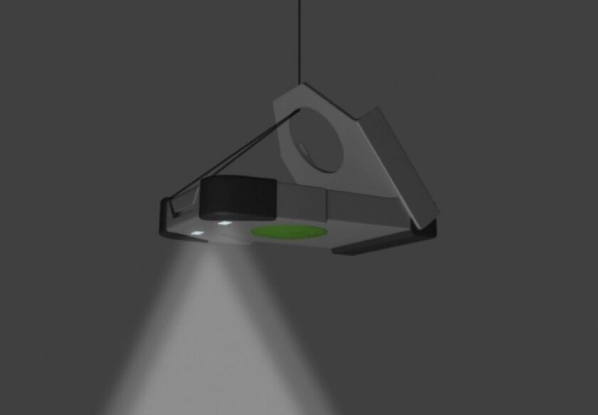 The WakaWaka lamp easily hangs from the ceiling