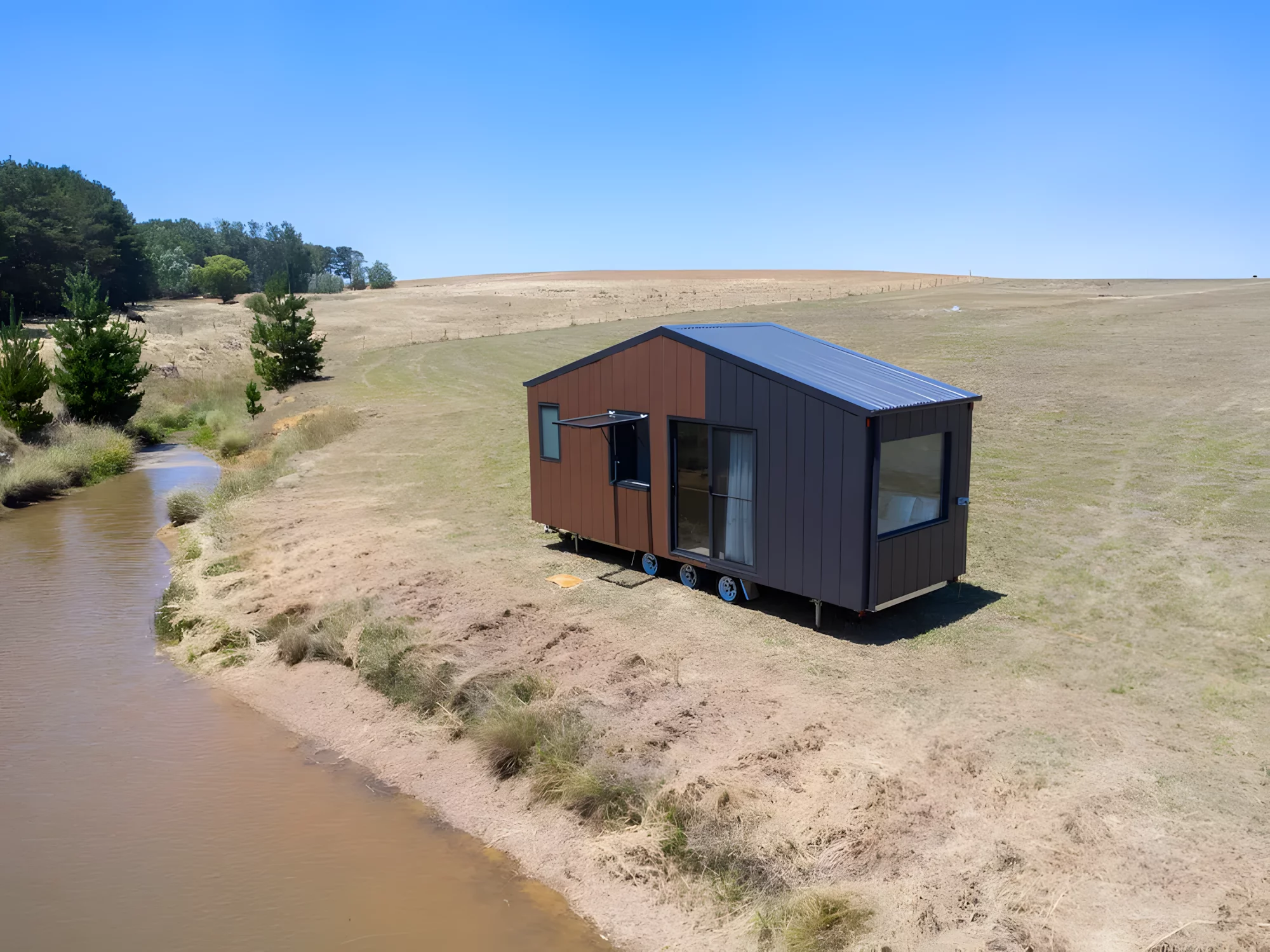 The Audrey by CozyCo Tiny Homes offers compact but comfortable living on wheels for up to two people
