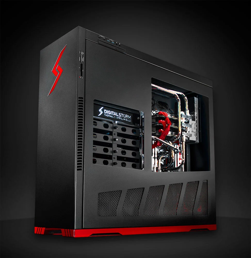 The top of the range Aventum II features a Core i7 3970X processor running at 3.5 GHz, 16 GB of 1866 MHz DDR3 RAM, three Nvidia GTX Titan GPUs