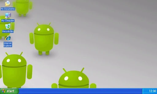 A shot of the default desktop, the wallpaper is fully customizable