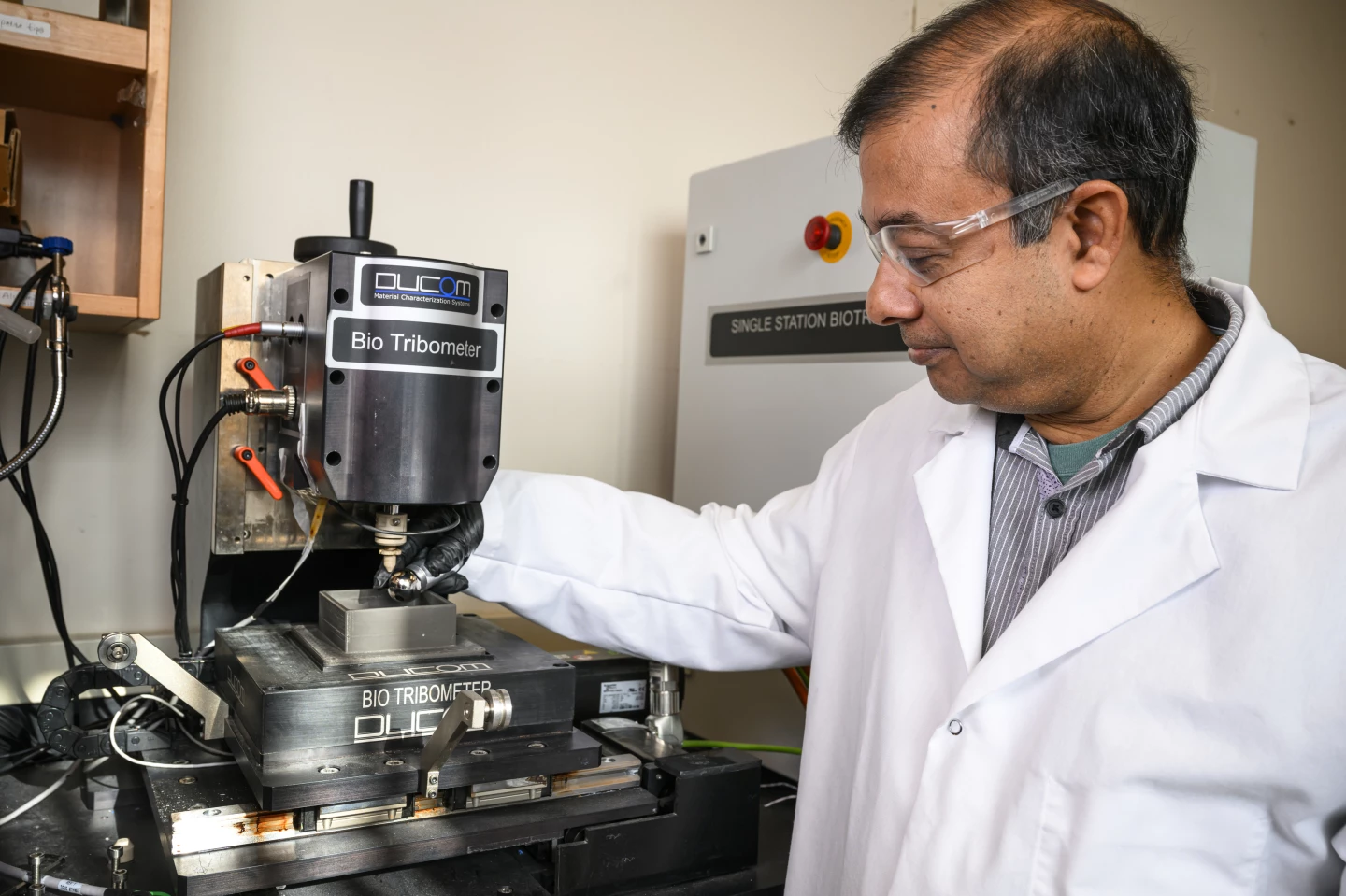 Study co-author Prof. Amit Bandyopadhyay tests how well the material stands up to continuous use