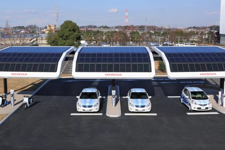The solar-powered public EV charging station