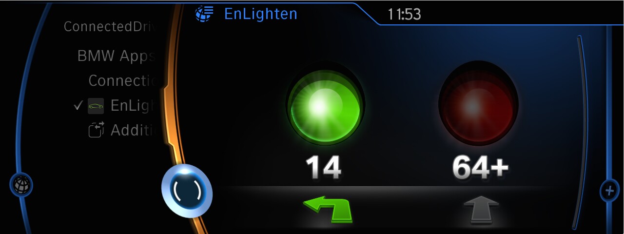 When used in a BMW, EnLighten is also able to monitor left turn traffic lights