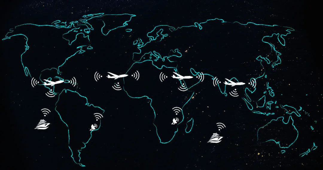 The AIrborne Wireless Network is a proposed system that would use commercial aircraft as nodes in a worldwide meshed network, beaming data between each other, ships and ground stations