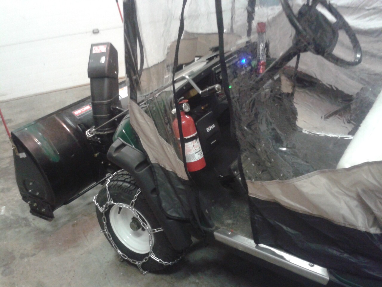 Snowpig Golf cart gets pimped into an electric snowblower