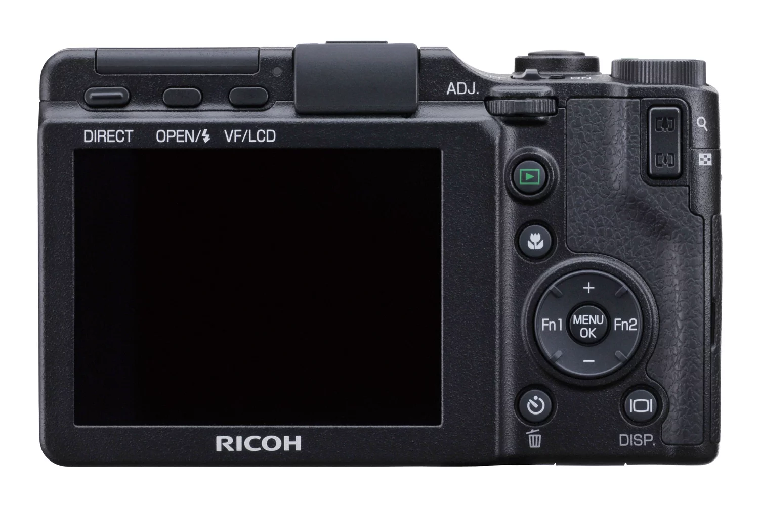 The rear of the Ricoh GXR system body