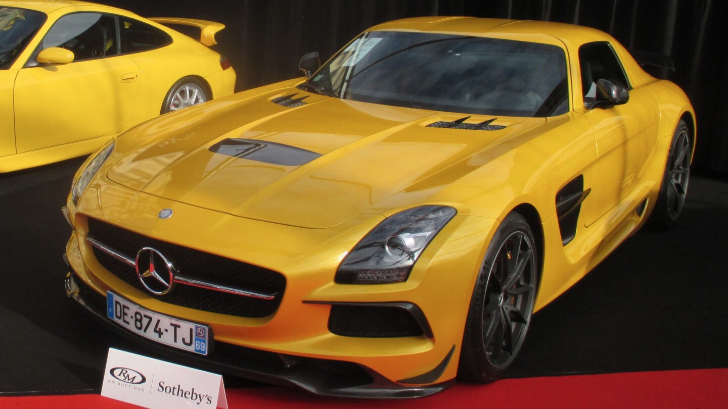 This particular SLS AMG was delivered new in 2014 to its current owner thanks to a special relationship with Mercedes-Benz, and it has remained with him ever since. Finished in Solar Beam Yellow over a black interior, it was delivered new to France and regularly serviced by Mercedes-Benz of Lyon. It has travelled just 9,350 kilometres from new, and as a result, it remains in exceptional condition throughout.