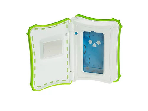 The Laugh & Learn Apptivity Storybook Reader mimics a book with page turns to advance content on three free interactive story apps