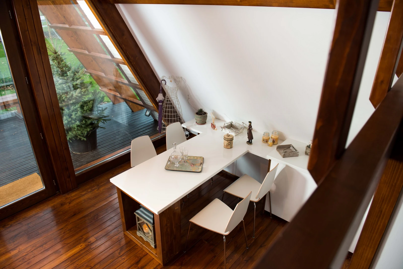Several space-saving storage solutions have been included