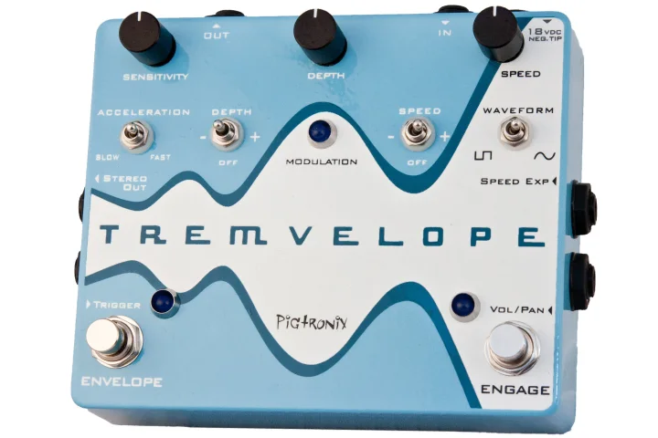 The Tremvelope effects unit from Pigtronix mixes up classic tremolo effects with envelope sensing to produce rotary effects that evolve and change based on what's being played