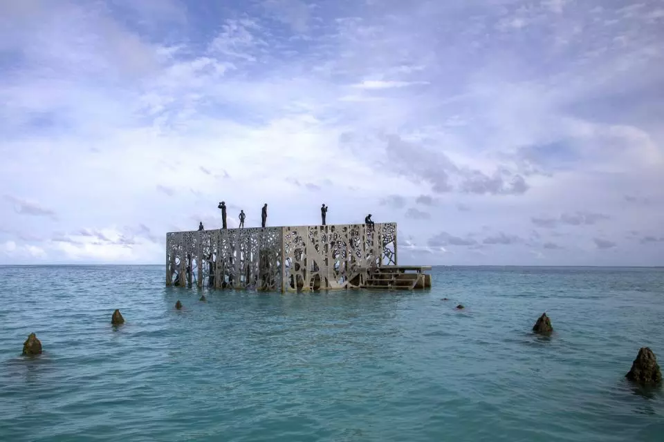 The installation is around 500 feet off the beach