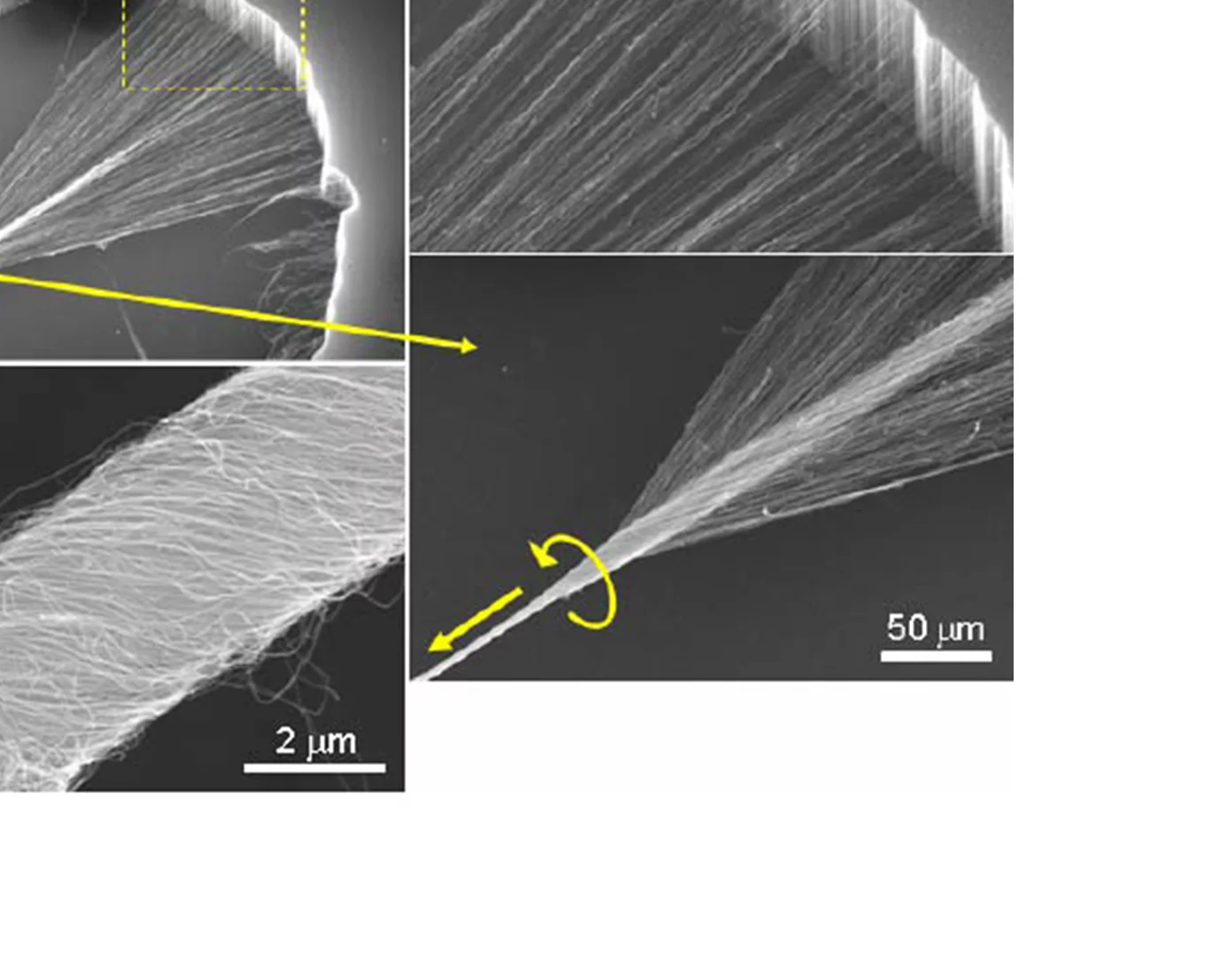 A close-up of the carbon nanotube yarns being twisted and untwisted (Image: University of Texas at Dallas)