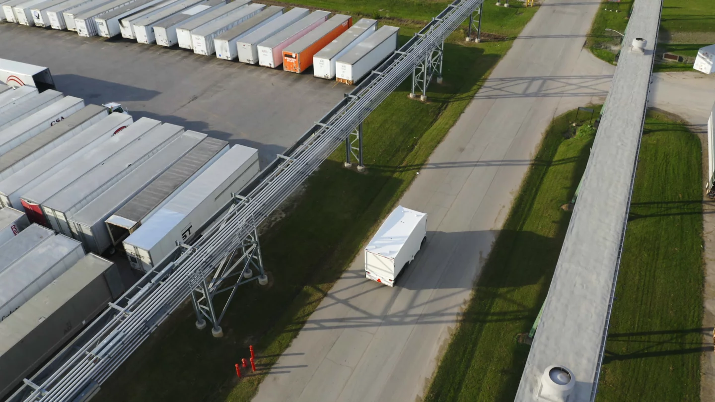 The Einride Pod will haul goods between warehouses, taking in public roads and mixed traffic situations as it goes