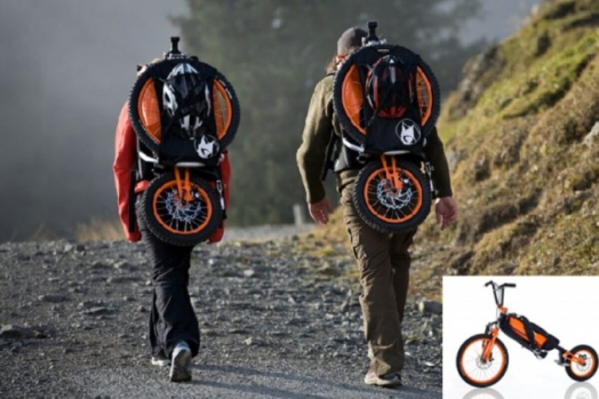 The Mountain Monk transforms from backpack to downhill bike